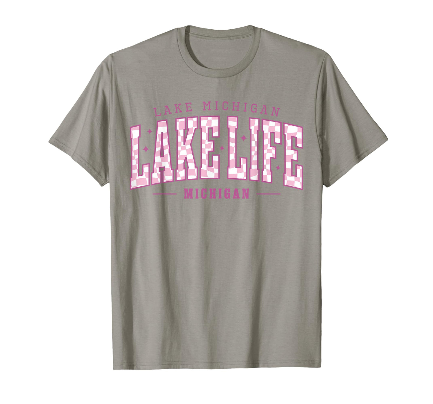 Lake Life Checkerboard Michigan Lake Summer Vacation Babe T-Shirt