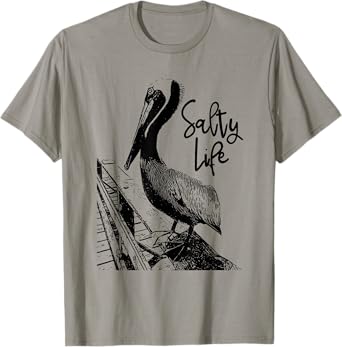 Salty Life Pelican Art T-Shirt T-Shirt
