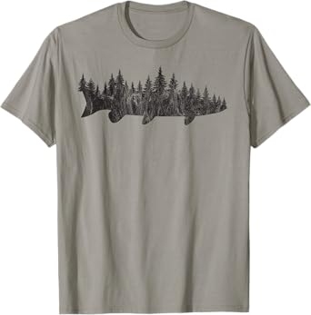 Musky Pine Forest Treeline - Outdoor Fishing Angler T-Shirt