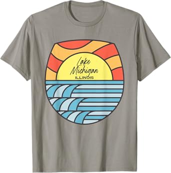 Lake Michigan Illinois IL Sunset Vacation Souvenir Chicago T-Shirt