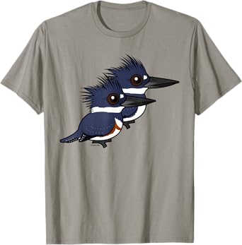 Cute Cartoon Belted Kingfisher Pair Birdorable T-Shirt
