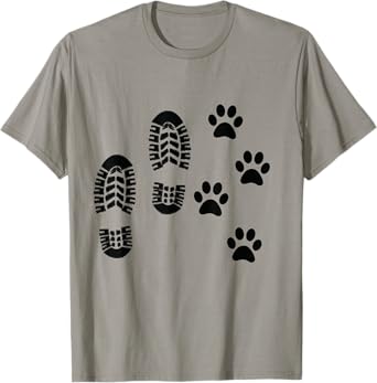 Dog and Man Hiking Dog Hiker People that Hike With Dogs Paw T-Shirt