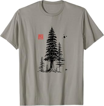 Redwood Trees Forest Sumi-e Tee - Design T-Shirt