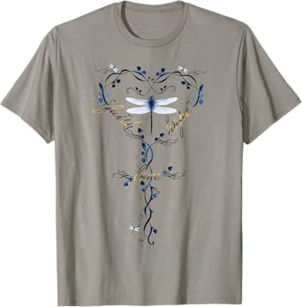 Faith Hope Love Dragonfly Heart Christian Jesus Religious T-Shirt