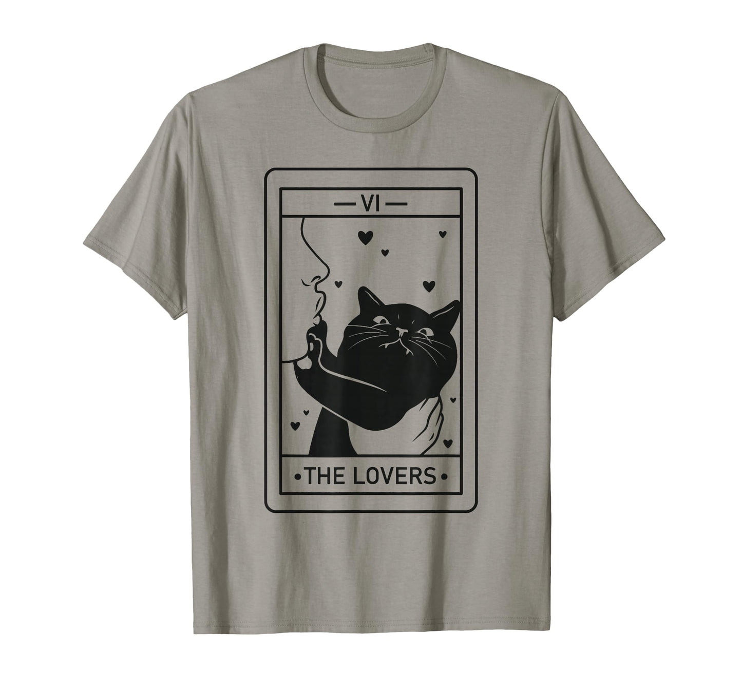 Black Cat Tarot Halloween Witchy Cat The Lovers Men Women T-Shirt
