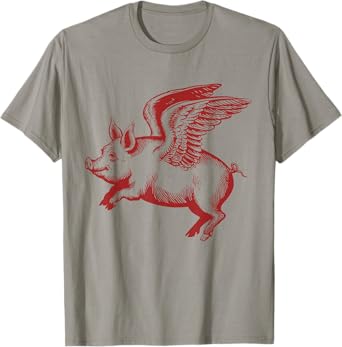 Flying Pig Funny Animal Graphic T-Shirt