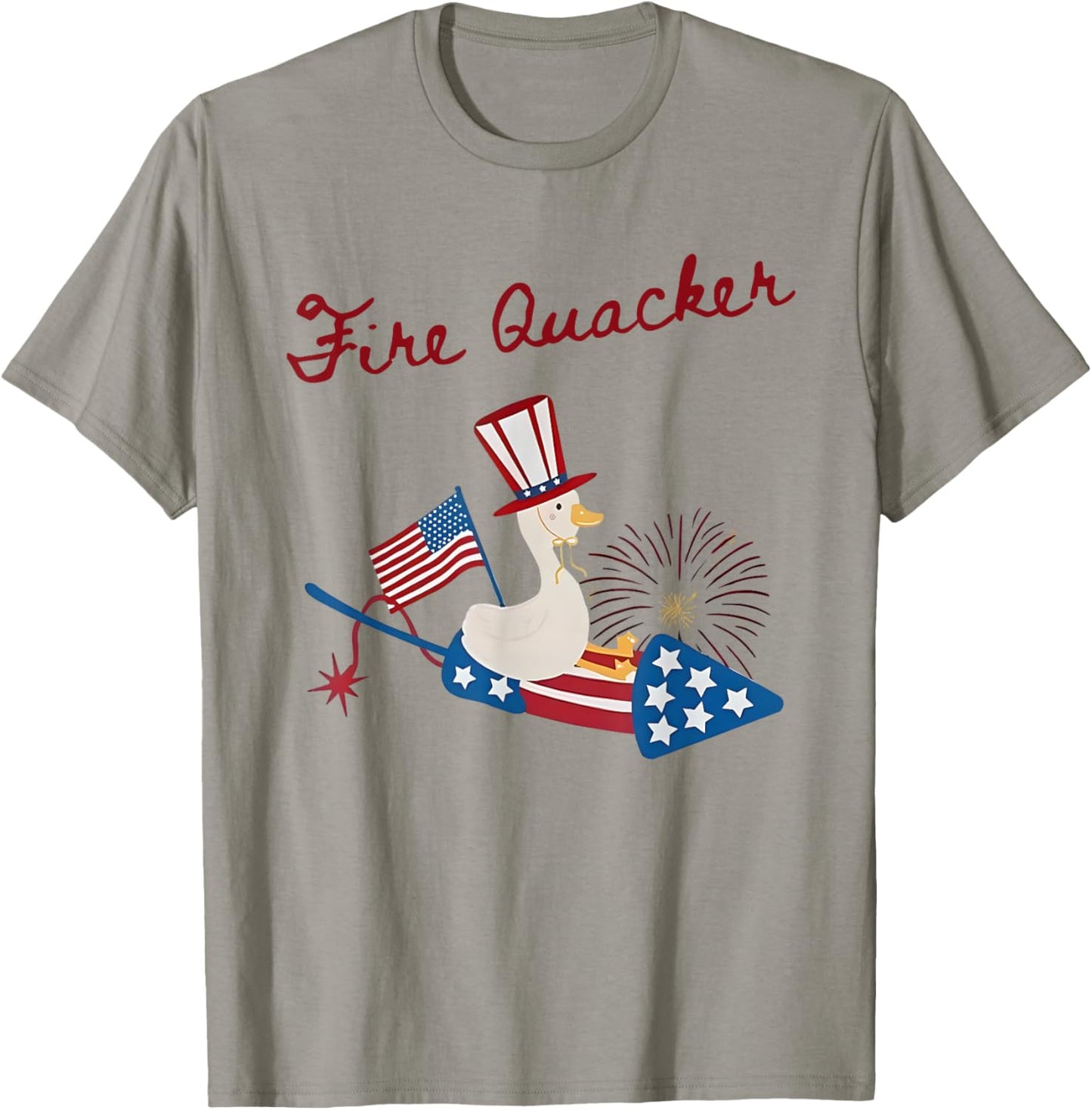 Firequacker Goose 4th of July Patriotic Day Funny Goose T-Shirt