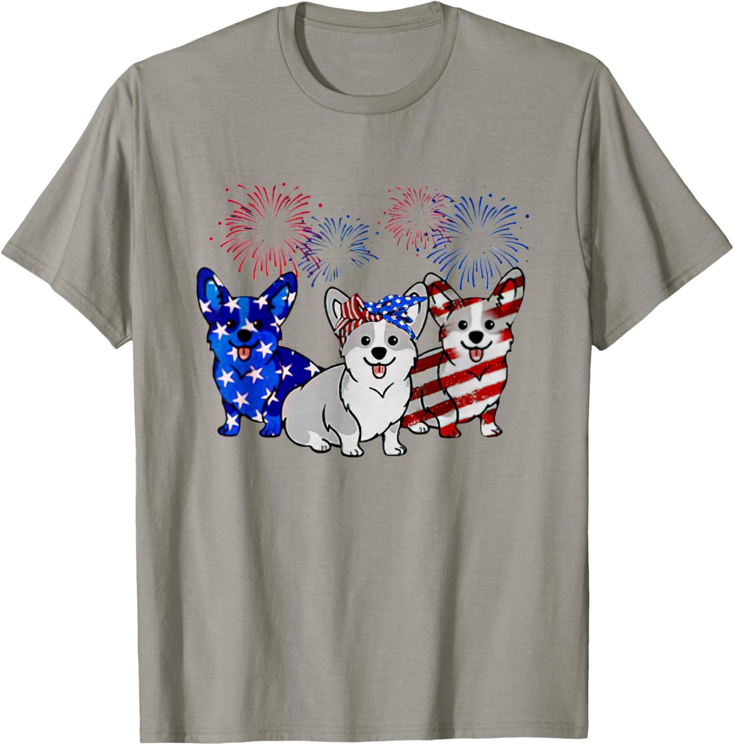 Corgi American Flag Firework Independence Day T-Shirt