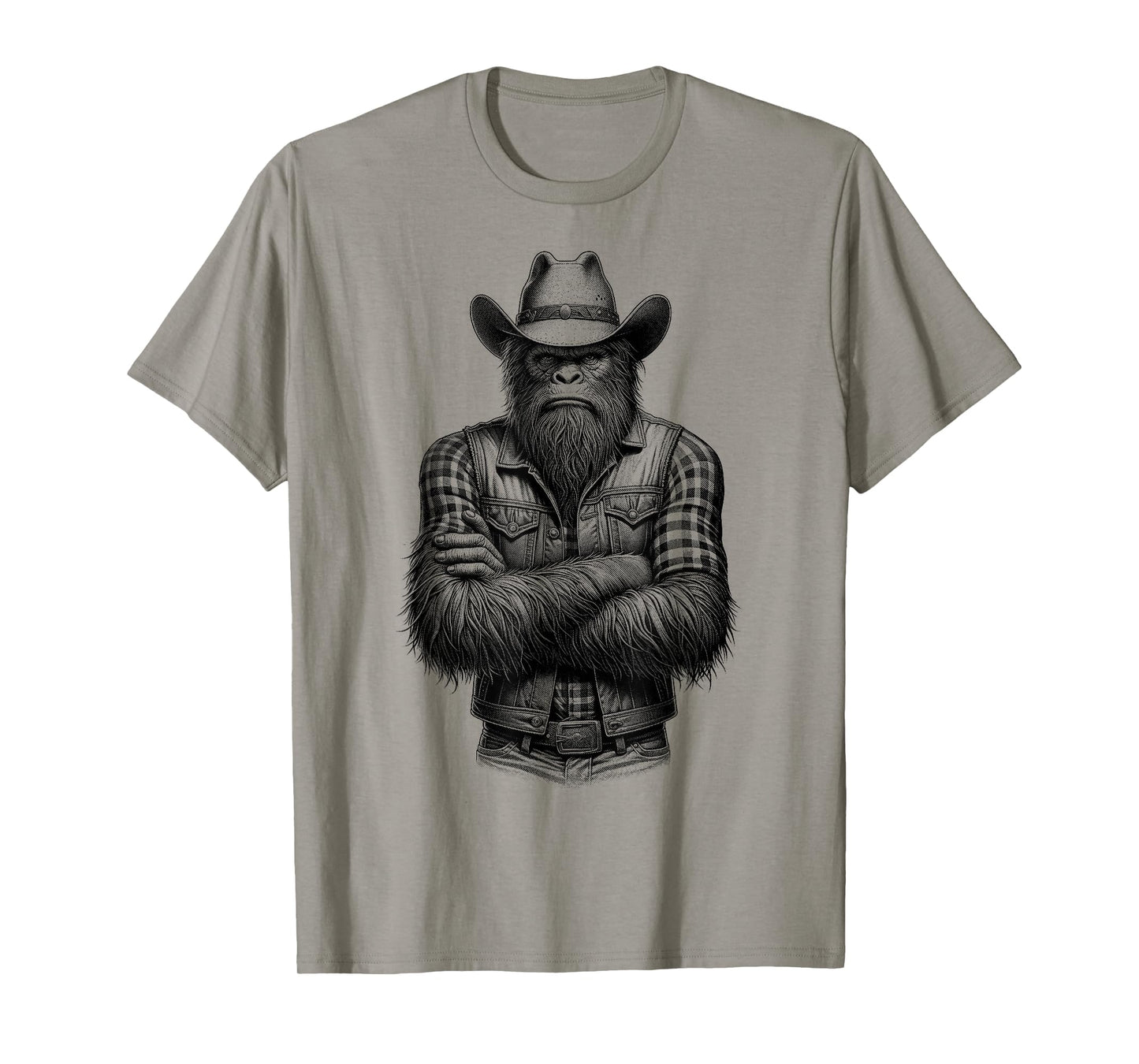 Bigfoot Sasquatch Funny Vintage Cowboy Cryptid Graphic Myth T-Shirt