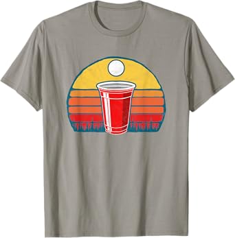 Vintage Red Plastic Cup & Beer Pong Ball Funny Minimalist T-Shirt