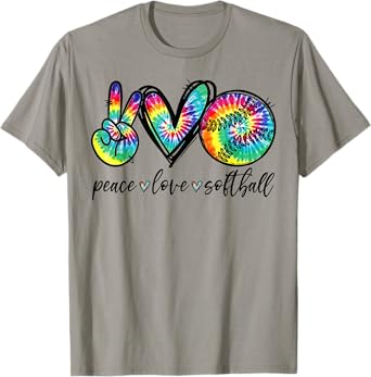 Peace Love Softball Tie Dye Funny Softball Lovers T-Shirt