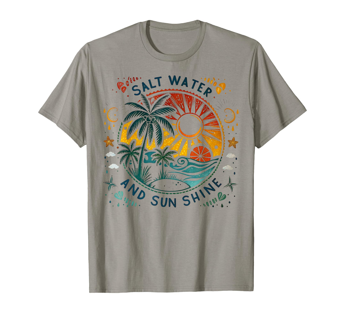 Salt Water And Sun Shine Beach Palm Tree Summer Vacation T-Shirt