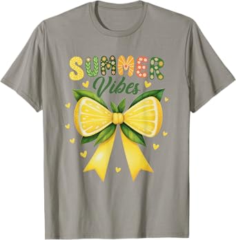 Cute Lemon Tropical Fruits Coquette Bow Summer Vibes Girl T-Shirt