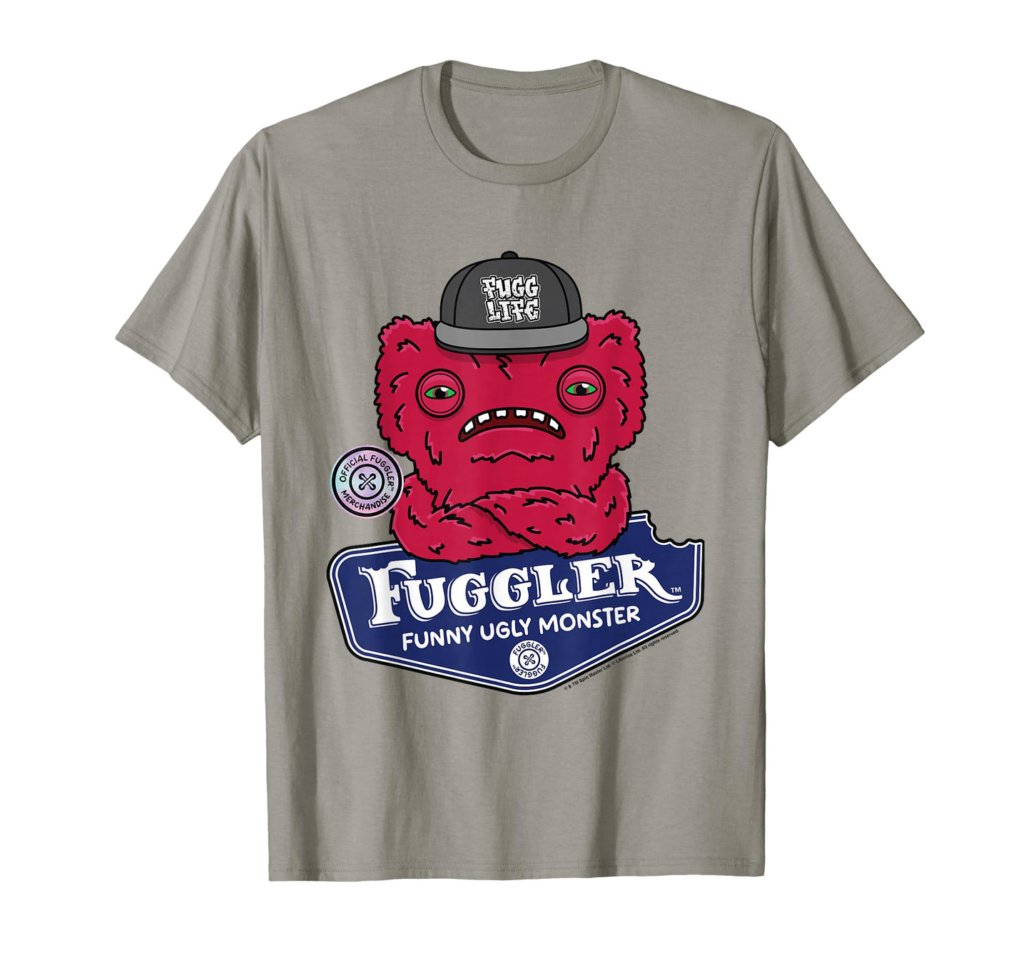 Fuggler Unisex-Adults T-Shirt, Grey, Small, Short Sleeve, Classic Fit, Cartoon Pattern, Crew Neck, Lightweight