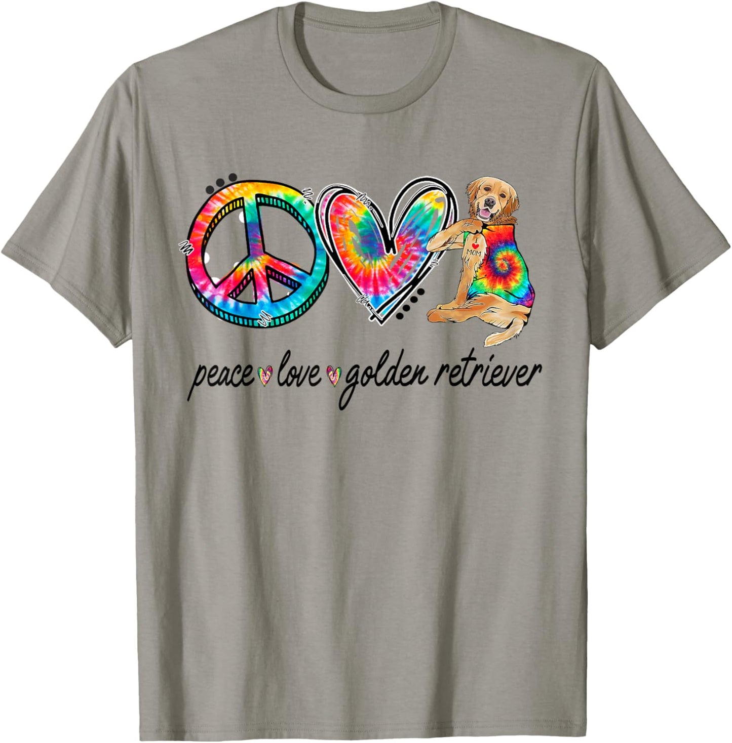 Peace Love Golden Retriever Tie Dye Rainbow Dog Lover T-Shirt