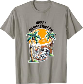 Happy Summerween Skeleton in Hammock T-Shirt