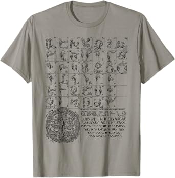 Armenian Alphabet Birds Armenia Symbols 1703 Old Armenian T-Shirt