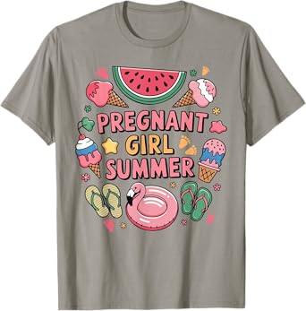Pregnant Girl Summer Pregnancy Reveal Baby Announcement T-Shirt