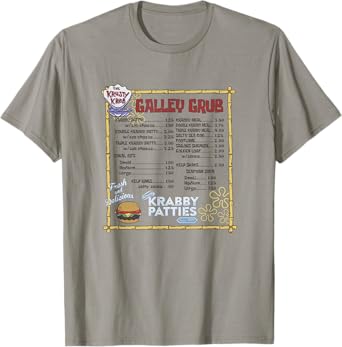 SpongeBob SquarePants Galley Grub Krusty Krab Menu T-Shirt