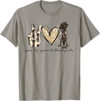 Peace Love GSP German Shorthaired Pointer Dog Lover T-Shirt