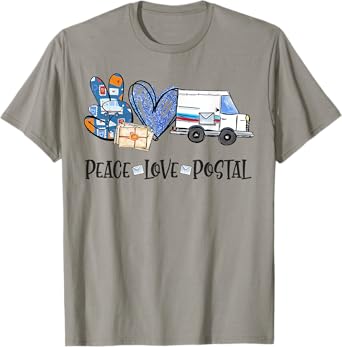 Peace Love Postal Service Mailman US Postman Worker T-Shirt