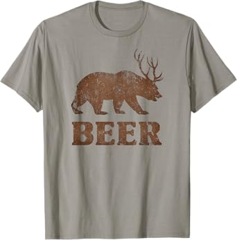 Vintage Bear Deer Dark Beer Funny T-Shirt