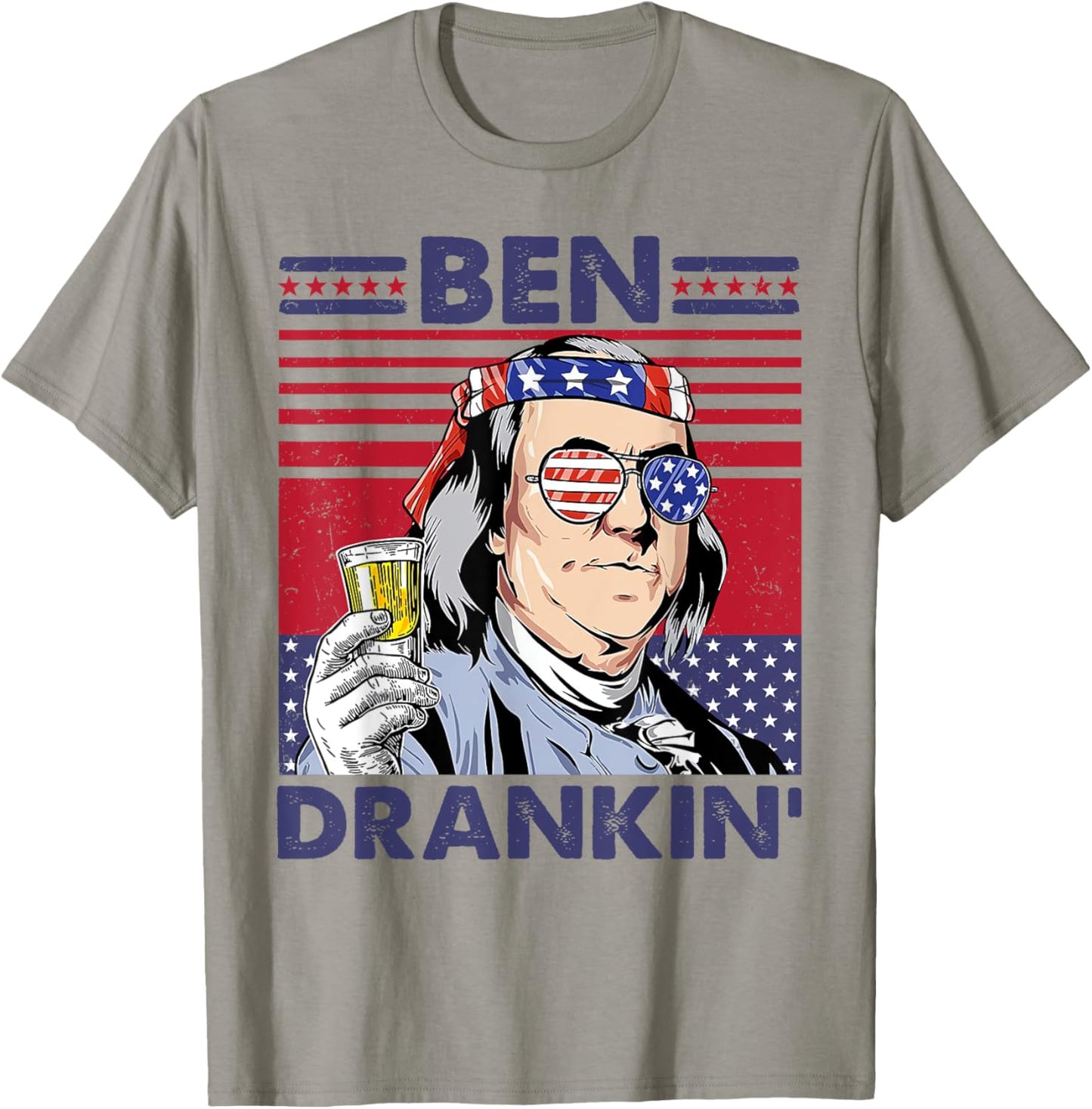 Vintage Ben Drankin' Funny 4th Of July Drinking Presidents T-Shirt