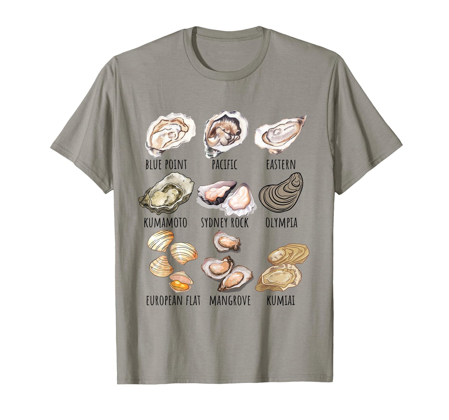 Different Type of Oysters Breed Collection,Cute Oyster Lover T-Shirt
