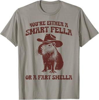 Capybara Either Smart Fella Fart Smella Funny Men Women Kids T-Shirt