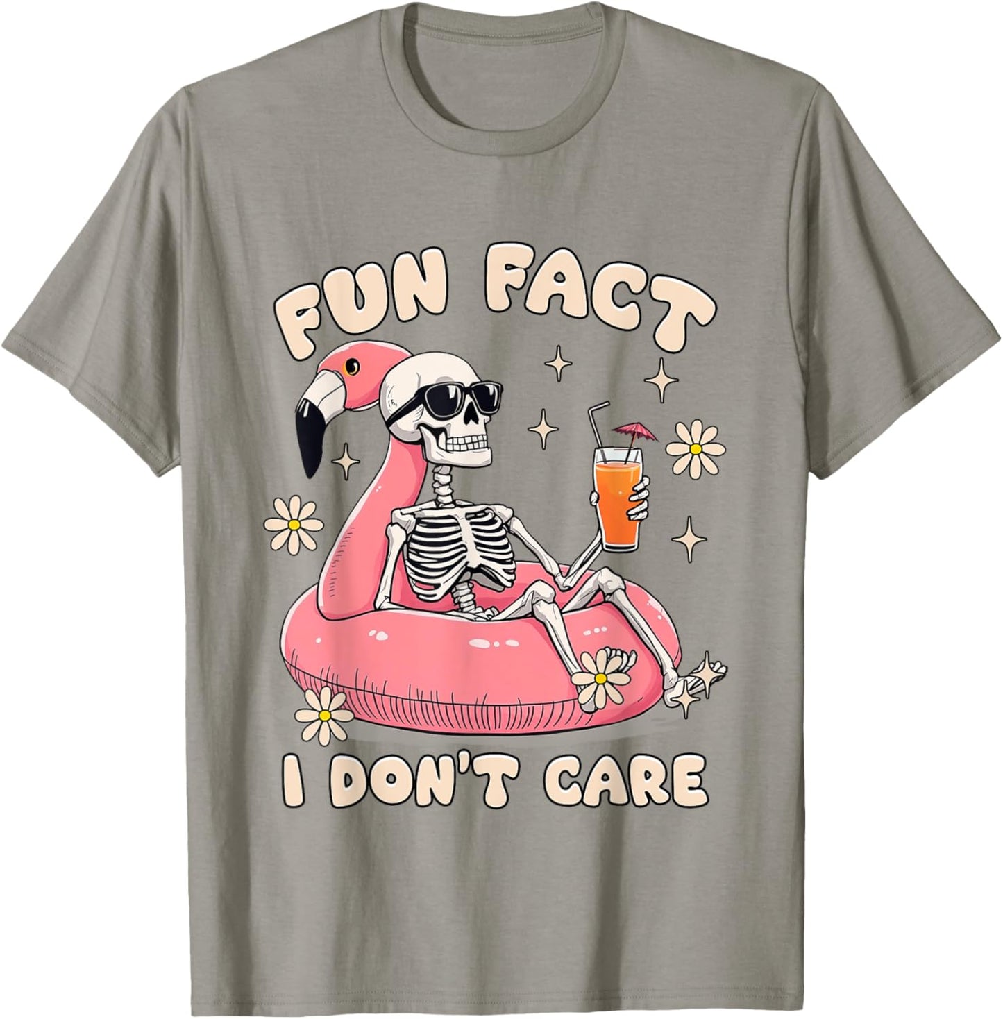 Fun Fact I Don't Care Sarcastic Skeleton Summer Vibes Beach T-Shirt