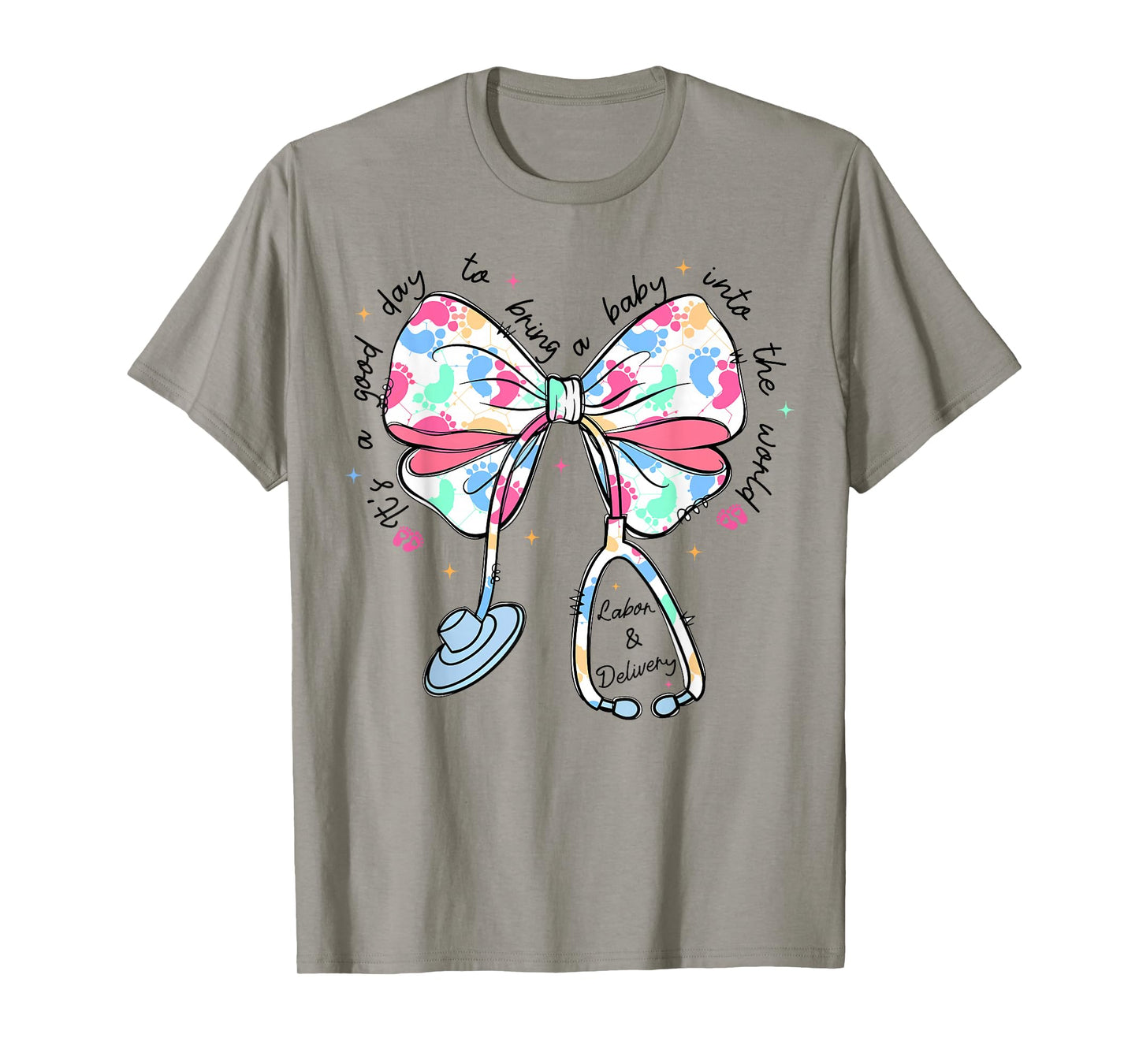 Labor and Delivery NICU Nurse Life Coquette Bow Stethoscope T-Shirt