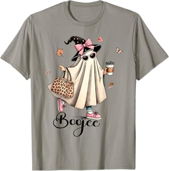 Boo Jee Ghost Ice Coffee Coquette Bow Halloween Women Girl T-Shirt