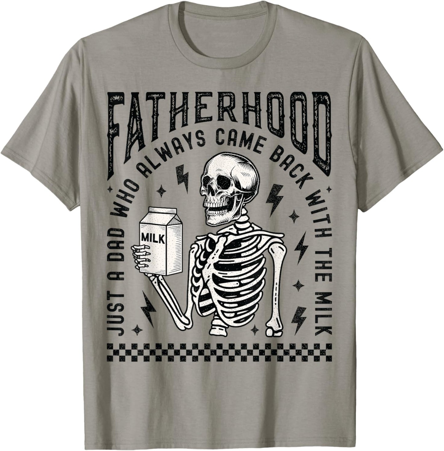 Fatherhood Skeleton Just a Dad With the Milk Funny Halloween T-Shirt