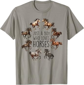 Just A Boy Who Loves Horses, Horse Breeds, Horseback Riding T-Shirt