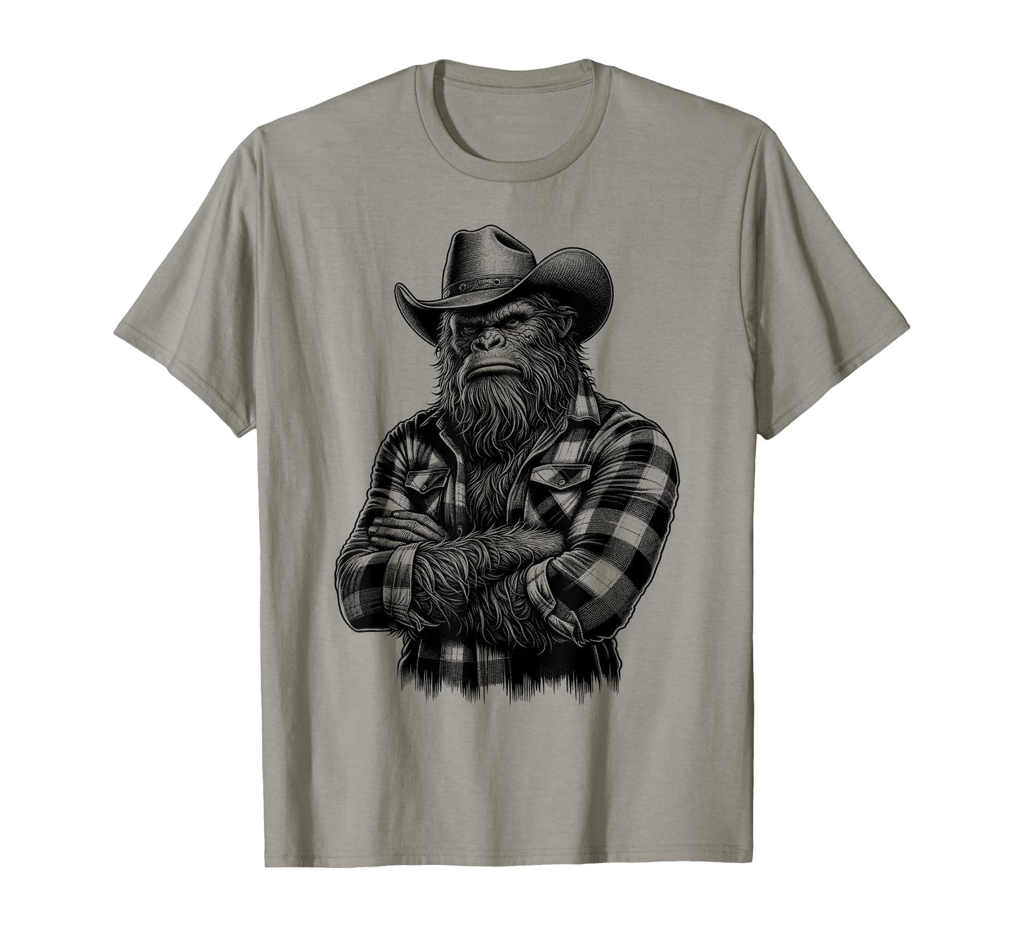 Bigfoot Sasquatch Funny Vintage Cowboy Cryptid Graphic Myth T-Shirt