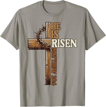 Easter Cross He Is Risen Jesus Christian Men Women Kid Youth T-Shirt