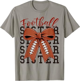 Youth Football Sister Coquette Bow Cute Teen Girl Game Day T-Shirt