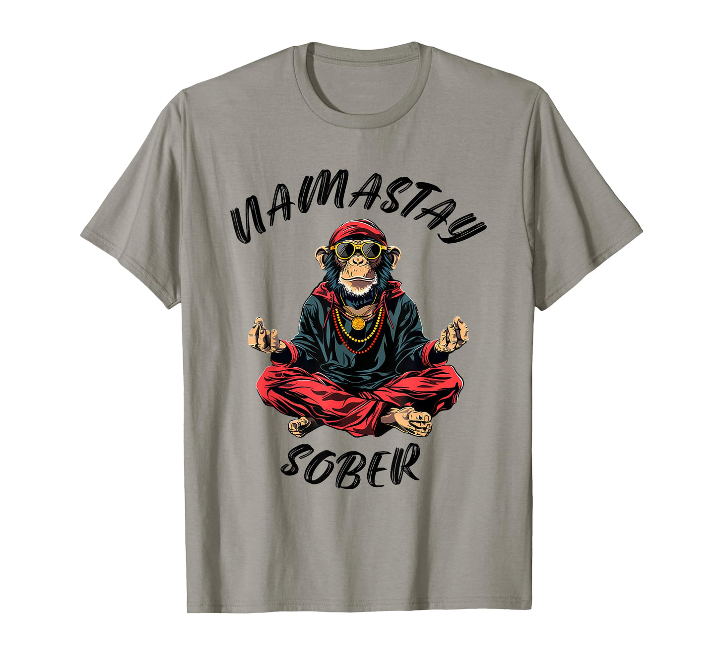 Namastay Sober Monkey Funny Sobriety Narcotics Anonymous T-Shirt