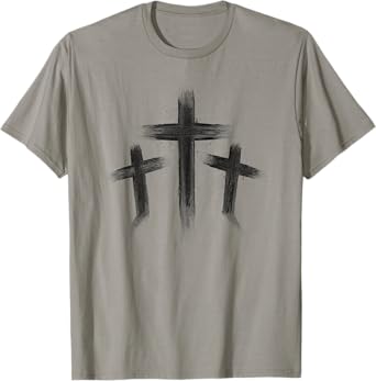 Three Crosses Distressed Style Jesus Christian Calvary T-Shirt