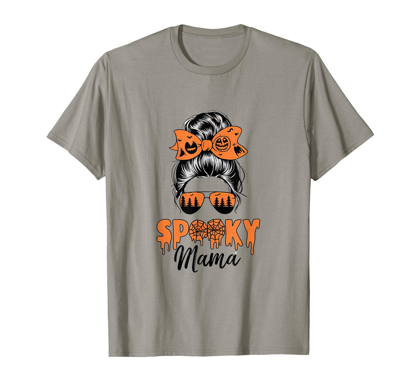 Spooky Mama Mommy Halloween Mom Life Messy Bun T-Shirt