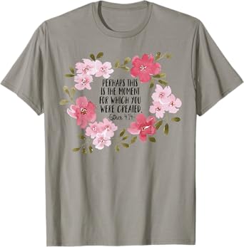 Esther 414 Flower Religious Jesus Faith Cross Women T-Shirt