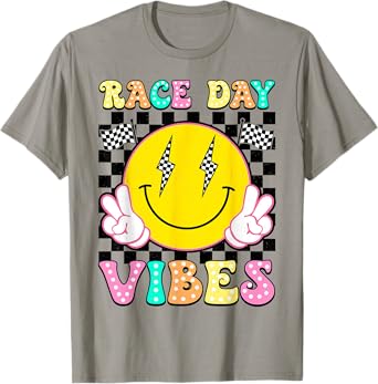 Funny Car Racing Race Car Checkered Flag Race Day Vibes T-Shirt