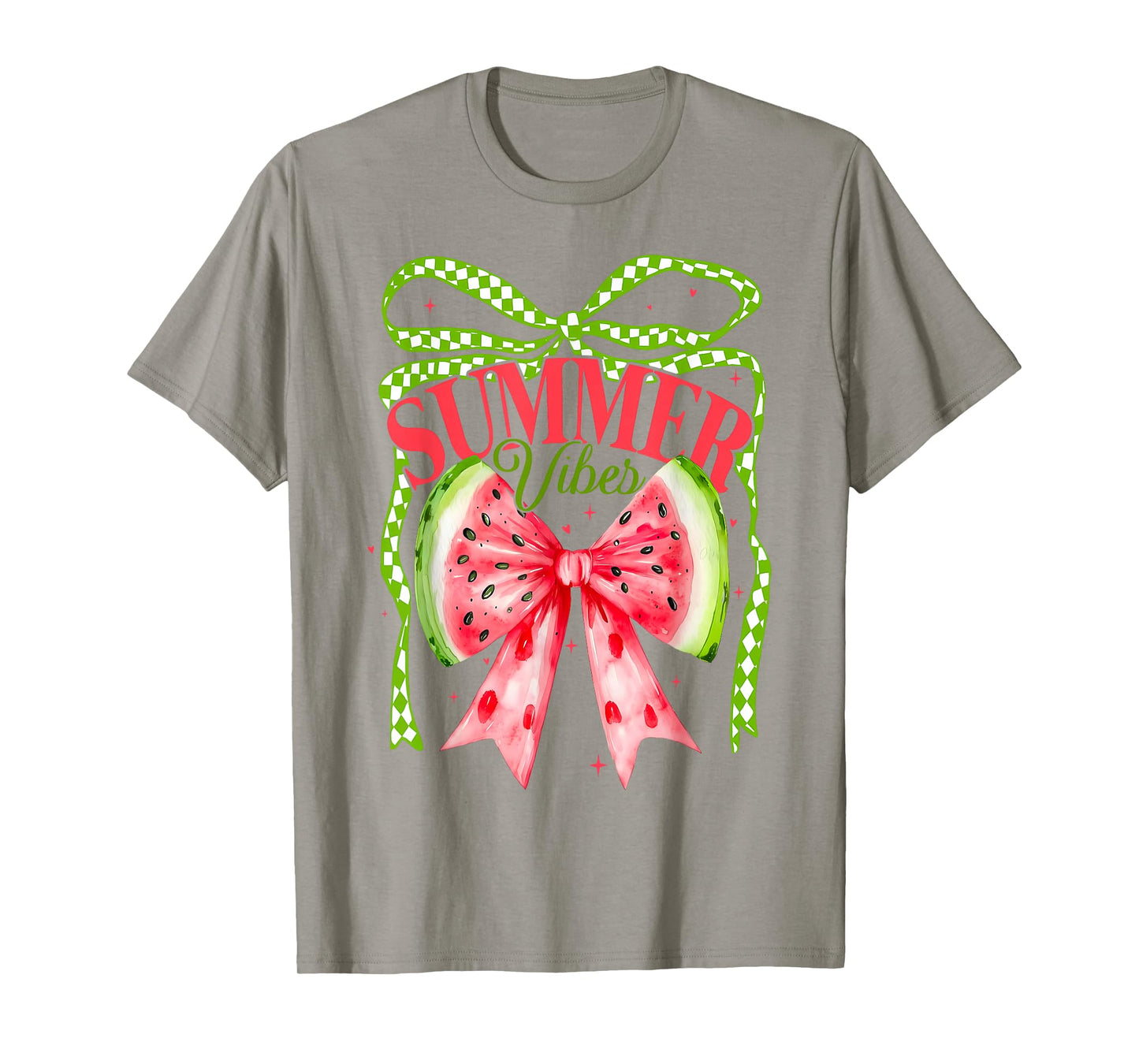 Summer Vibes Coquette Watermelon Bow Hello Summer Beach Girl T-Shirt