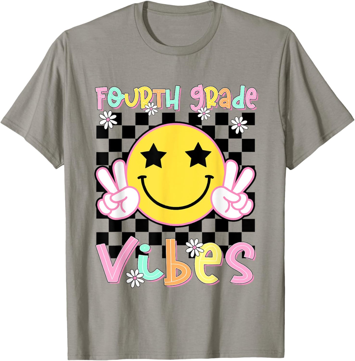 Fourth Grade Vibes Groovy Smile Face Back To School Girl Kid T-shirt by TeeBrew