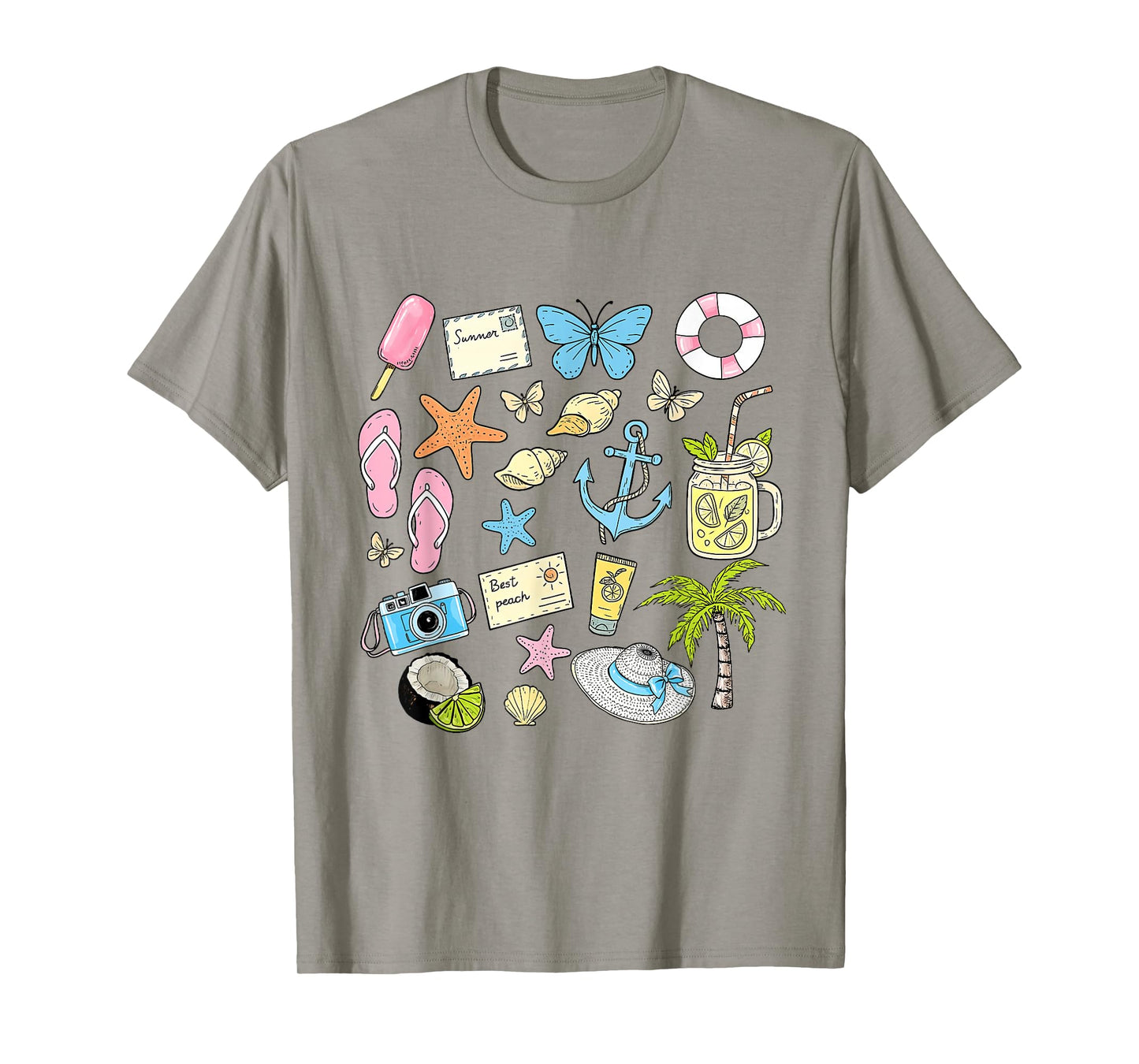 Coastal Aesthetic Beach Trip Starfish Seashell Summer Vibes T-Shirt