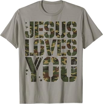 Jesus Loves You Camo Funny Christian Youth Boy Men T-Shirt
