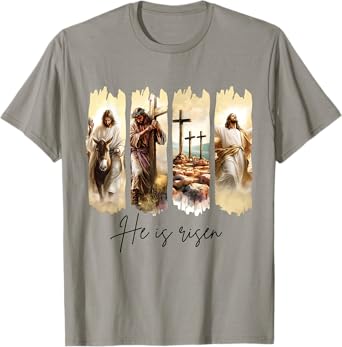 He Is Risen Christian Easter Jesus Cross Faith Resurrection T-Shirt