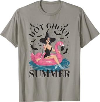 Hot Ghoul Summer Funny Witch Gothic Spooky Retro Halloween T-Shirt