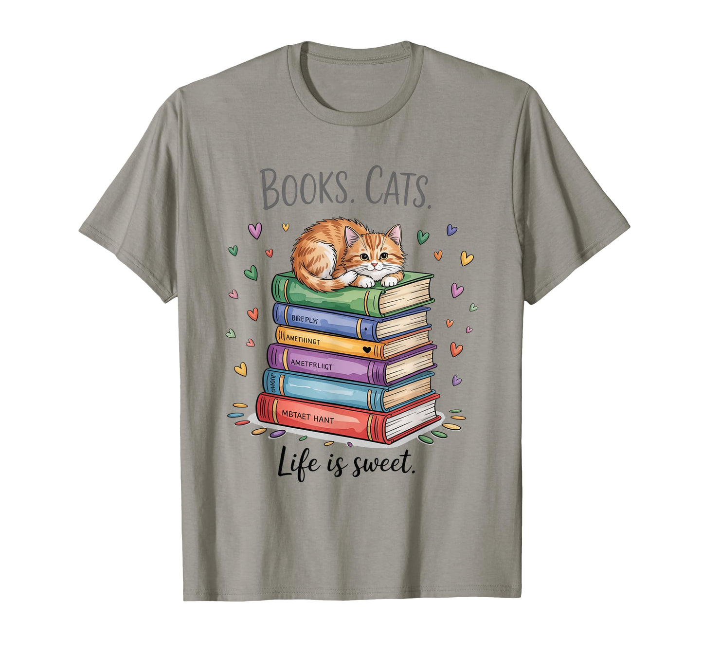 Funny Cats Books Lover Men Women T-Shirt
