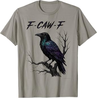 F-Caw-F Funny Raven Black Crow Spooky Season Halloween Retro T-Shirt